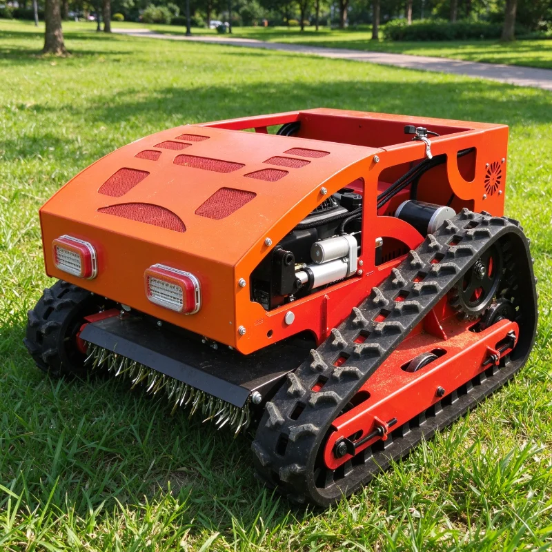 Track-mounted Remote Grass Trimmer, 24V Electric Drive, 550mm Working Width Customizable for Highway Slope Vegetation Management