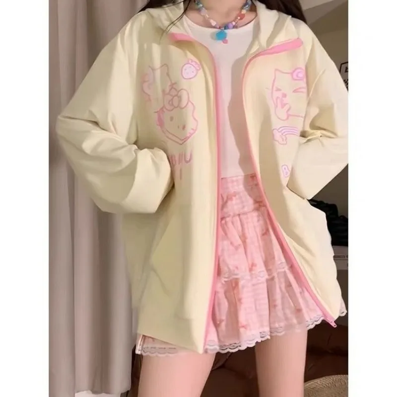 

Ice silk Hello Kitty cartoon jacket summer sun protection breathable cool Korean style loose sun protection clothes for women