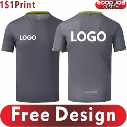 Camiseta de poliéster de cuello redondo de secado rápido, Camiseta deportiva con logotipo personalizado, diseño de personalidad, bordado de equipo