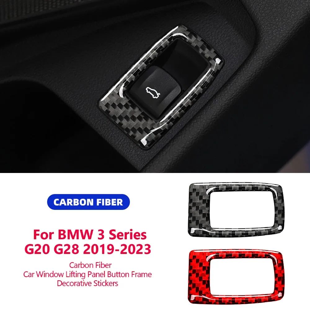 

For BMW 3 Series G20 G28 325li 330d 335 2019-2023 Carbon Fiber Car Rear Trunk Switch Button Frame Decorative Sticker Accessories