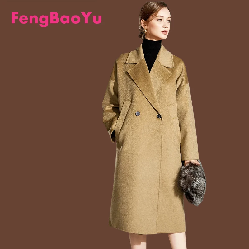 

Fengbaoyu Double-sided Cashmere Coat Women's Autumn Winter New Loose Long High-grade Temperament Fashion Atmospheric Wool Coat