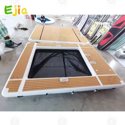 Stock  Australia 13Ft/4m EVA Non-slip Inflatable Floating Ocean Sea Swimming Pool Island Dock Platform With Net For Yacht Boat