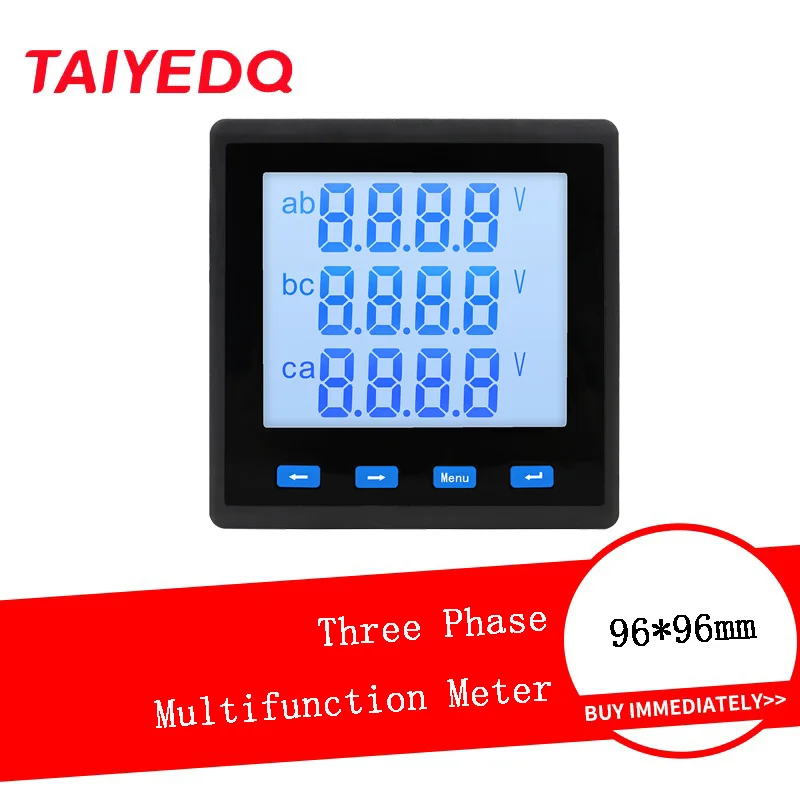 RS485 400V Three Phase LCD Multi-function Digital Display Voltage Ampere Watt Power Energy Frequency Meter