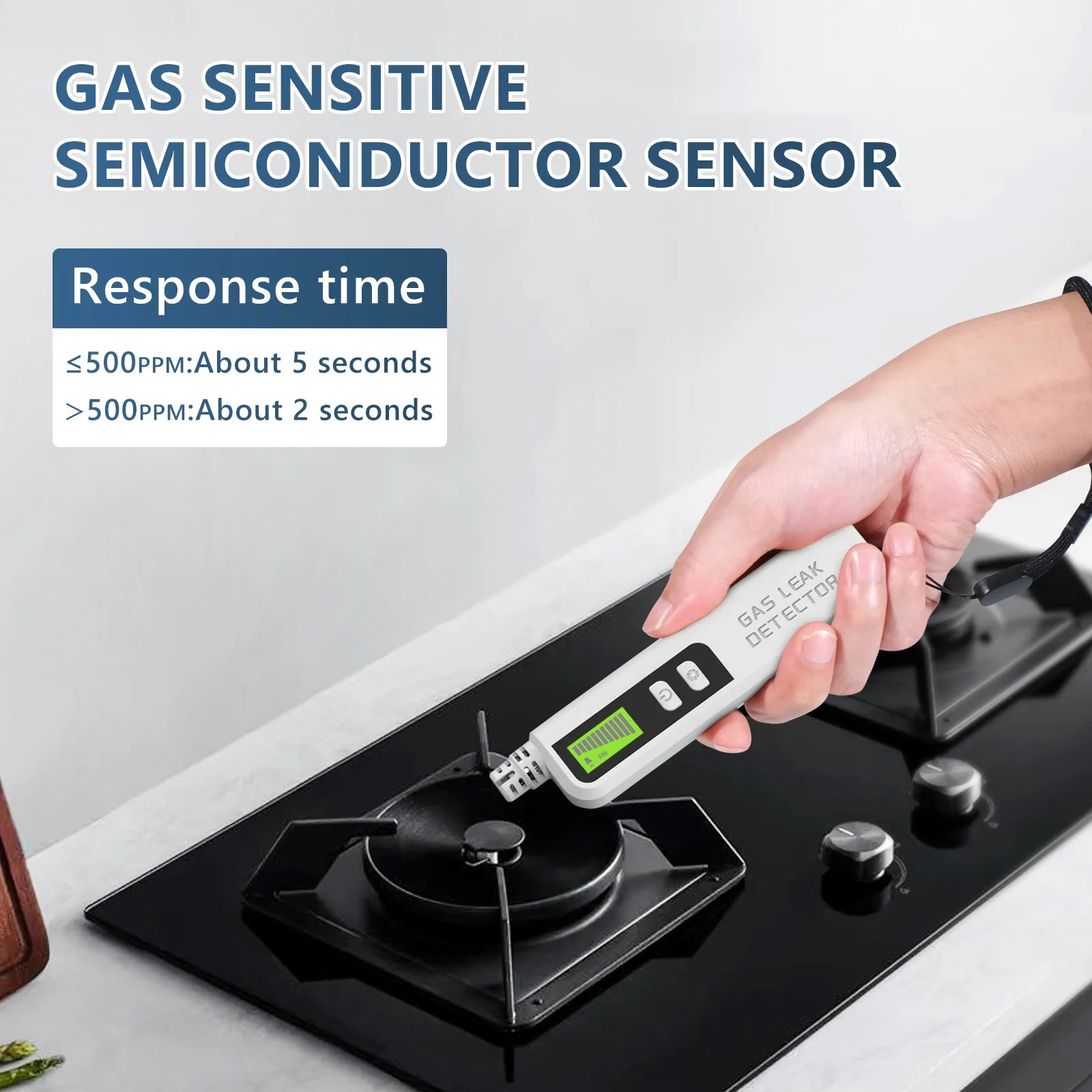 Draagbare brandbare gasdetector voor thuiskeuken, professionele analyser met LCD-scherm voor het detecteren van CO CH4 C2H6 LPG-alcohol