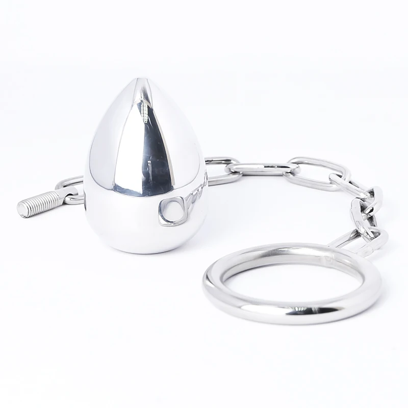 2 In 1 Stainless Steel Cock Ring Zinc Alloy Anal Plug Sex Toys For Men Male Buttplug Testicle Bondage Chain Chastity Penis Ring