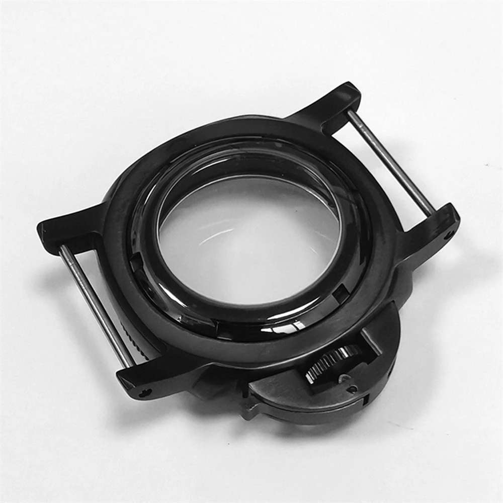 42 مللي متر PVD مطلي الأسود 316L حاوية من الفولاذ المقاوم للصدأ ساعة الحافة + الصلبة الأسود الداخلية ساعة الظل اكسسوارات لحركة NH35/36