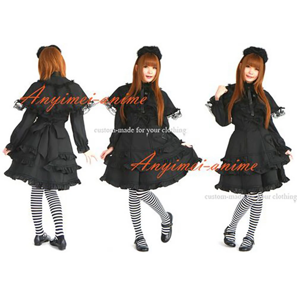 fondcosplay Sissy Maid sweet Gothic Lolita Punk Fashion cotton black Dress Cape Cosplay Costume CD/TV[CK976]