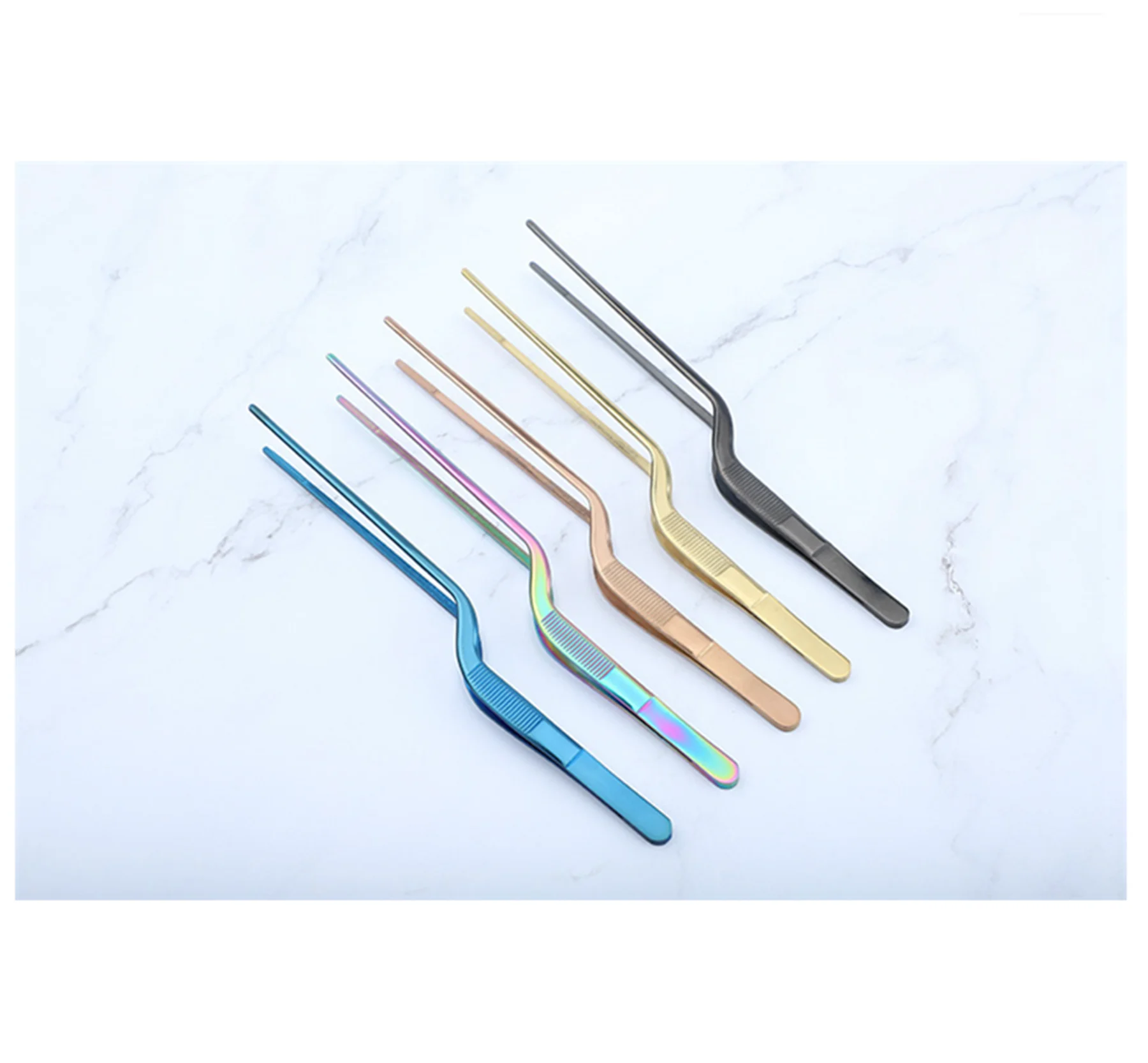 Plating Tongs Assembly Chef Kitchen Titanium Bar 5PCS