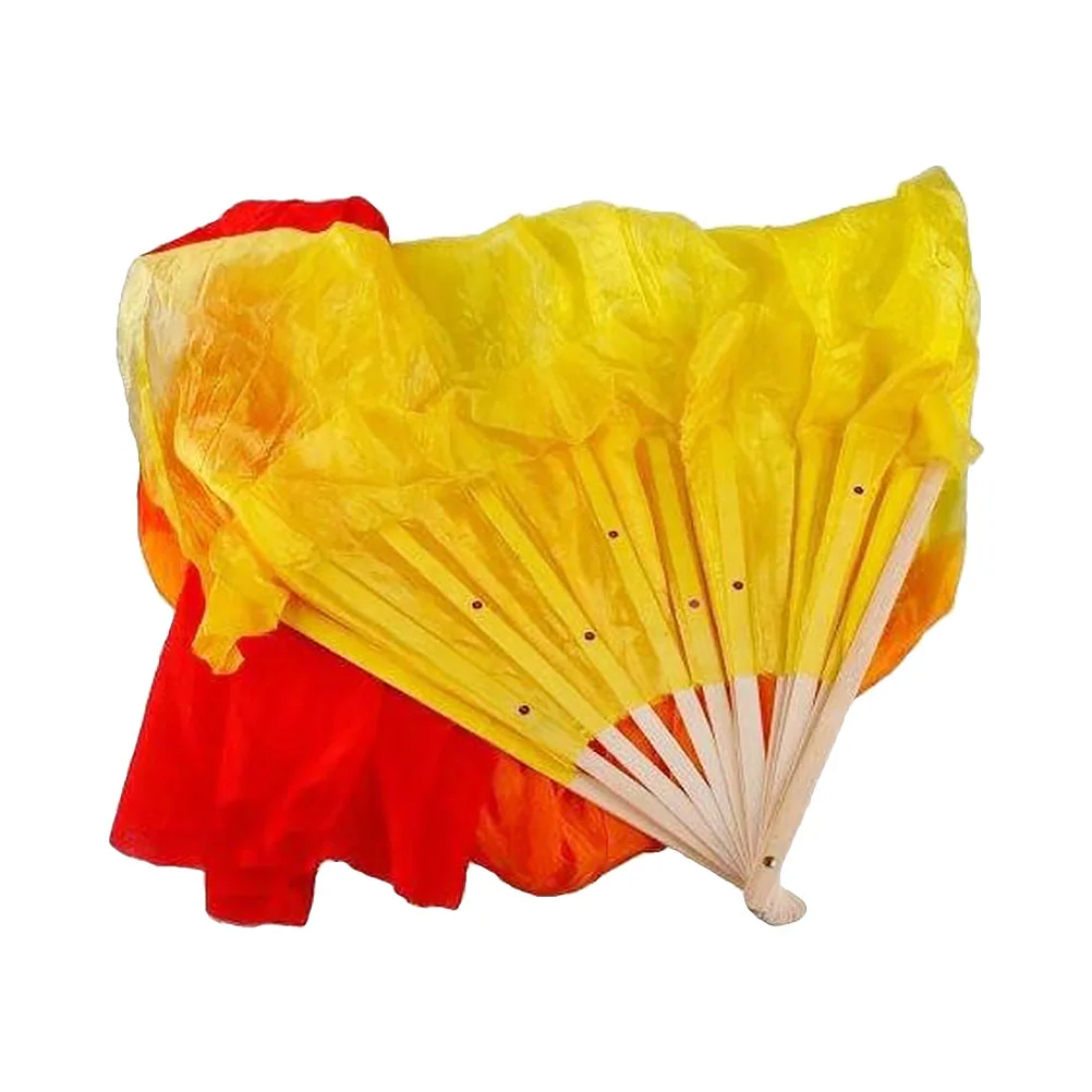 

Imitation Silk Dance Fan Lengthen Folding Square Supplies Banner Artificial Faux Dancing Bamboo