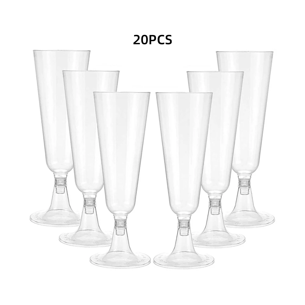 20Pcs/Champagne Red Wine Glasses Disposable Champagne Glasses Toast Champagne Flute Cocktail Glasses Wedding Party Supplies