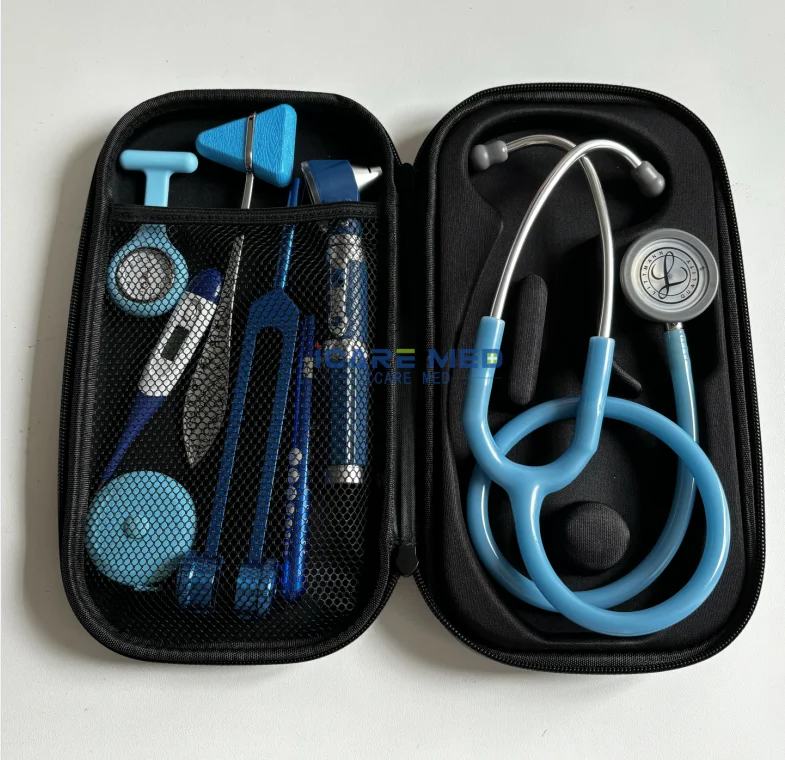 Medizinisches tragbares Otoskop-Stimmgabel-Set, professionelles Ohr-HNO-Gabel mit EVA-Beutel für Medizinstudenten