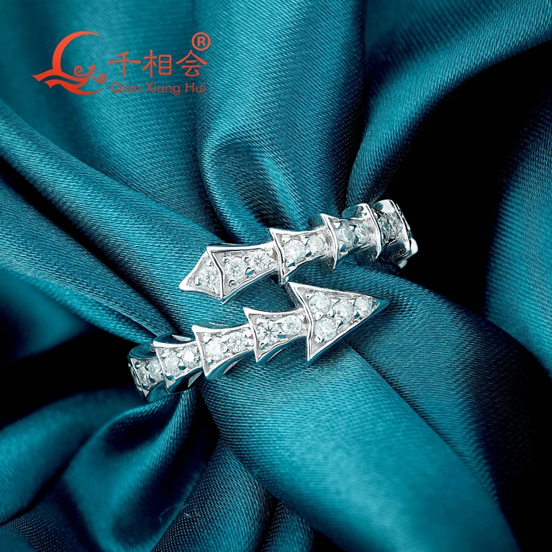 Adjustable Open Snake Head hip hop Ring - 925 Sterling Silver Moissanite Double Twisted Band - Trendy Ins Style High-End Jewelry