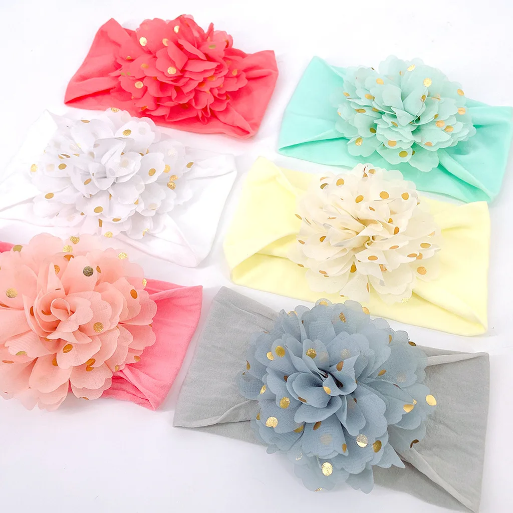 Cute 1PCS Baby Girls Flower Headband Girls Baby Toddler Princess Floral Headband Turban Headwraps Hair Band Accessories Headwear