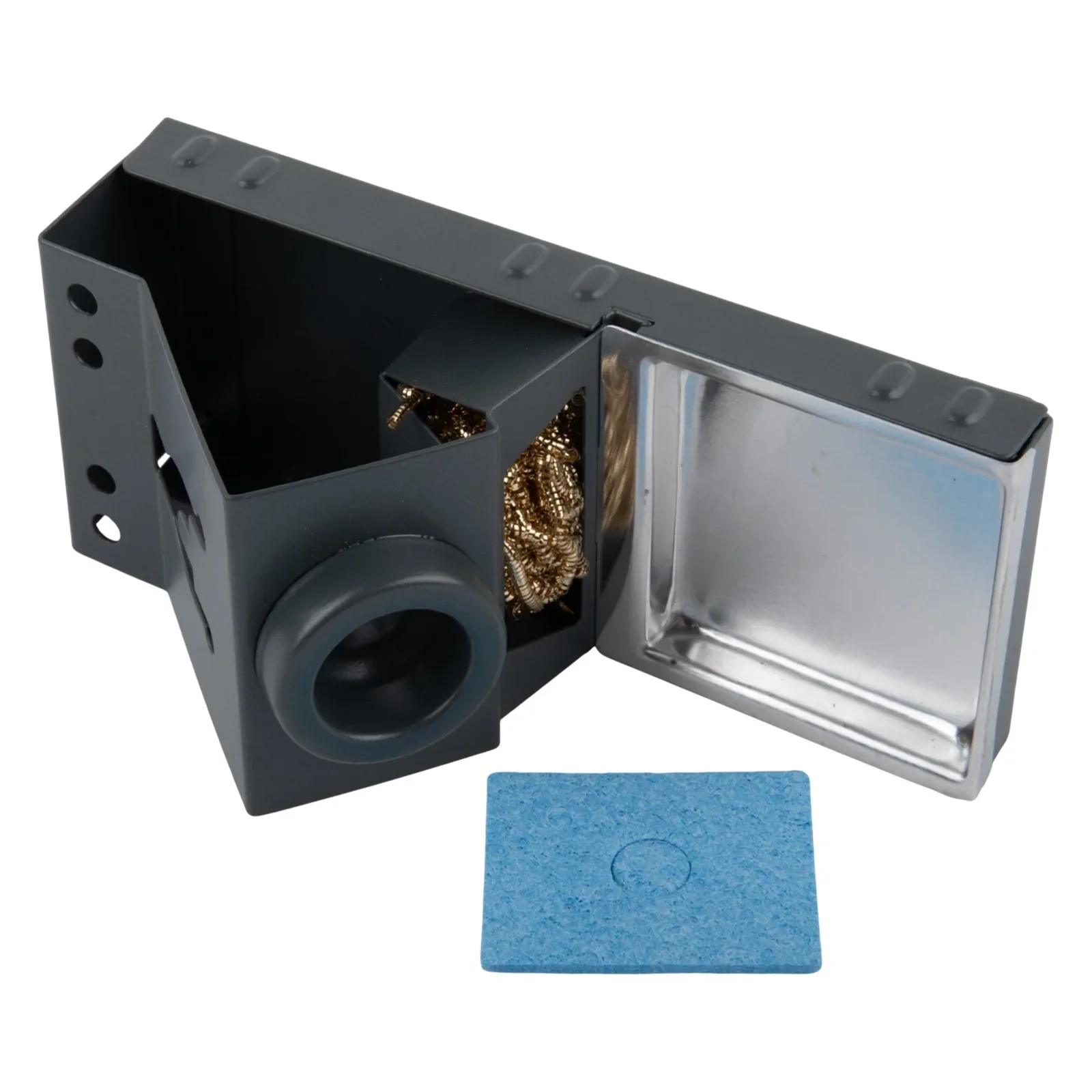 Heat Resistant Soldering Iron Stand with Secure Base Equipped with a Cleaning Sponge and Brass Wool for Safe Storage