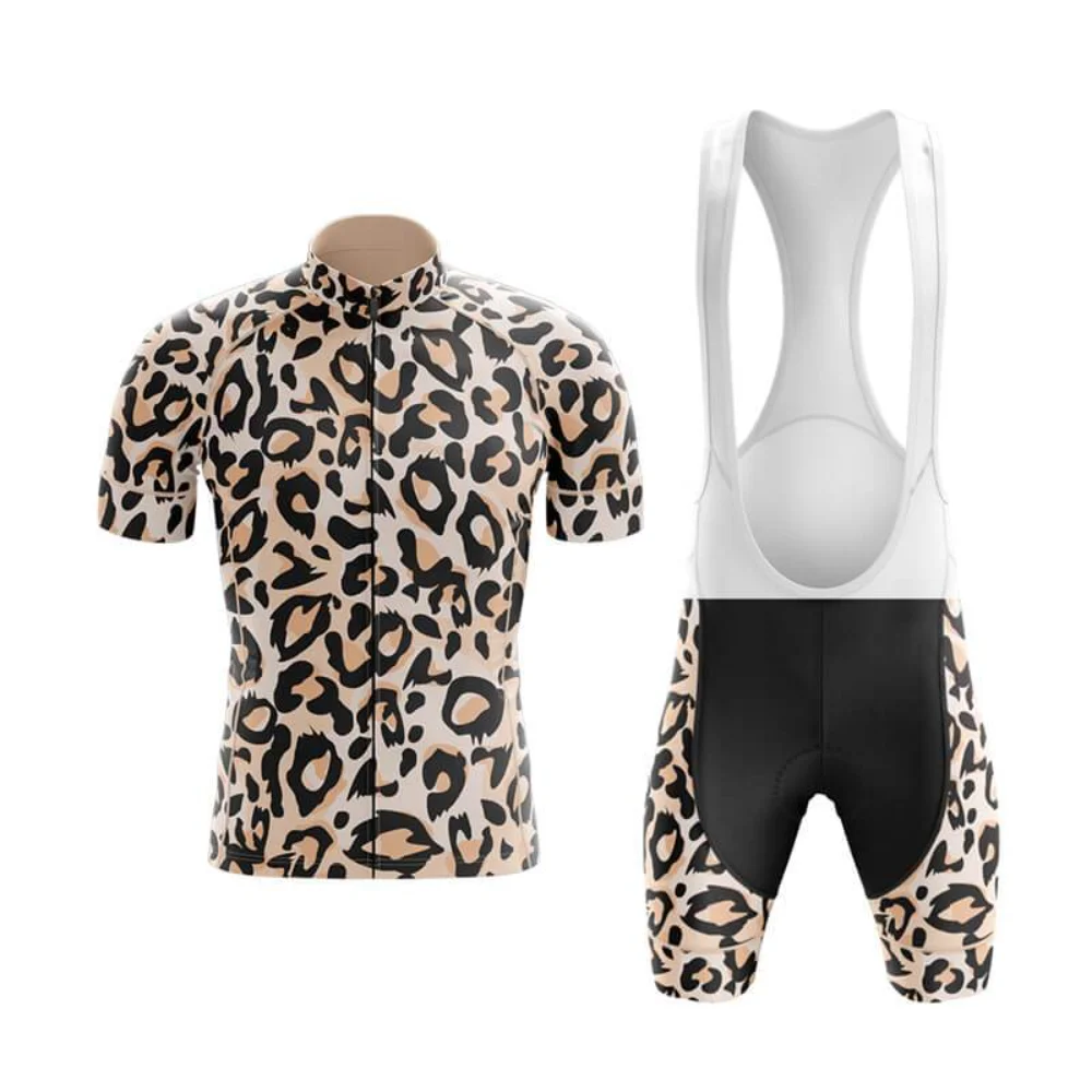 Breathable Cycling Jersey Set for Men, Road Bicycle Suit, Riding Uniform, Bike MTB Clothing, New Sports Kits, Leopard, Summer