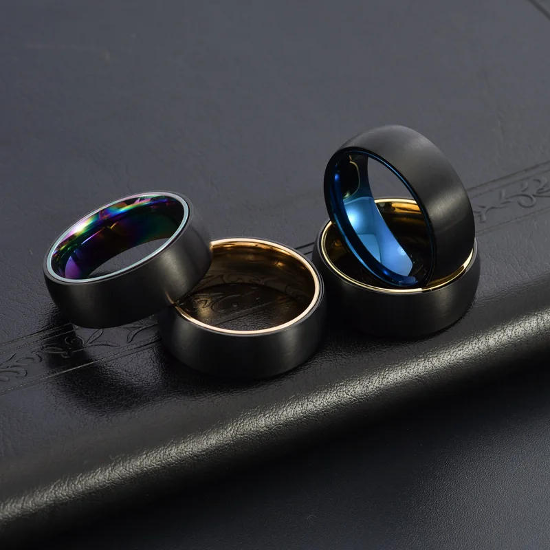 

8mm Black Stainless Steel Ring for Men Matt Surface Wedding Band Classic Alliance Charm Jewelry Anniversary Gift