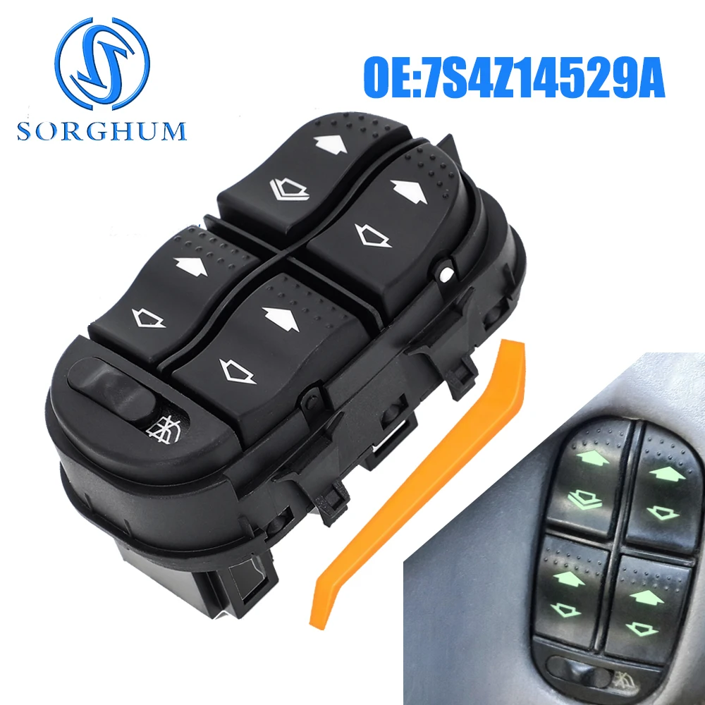 

SORGHUM 7S4Z-14529-A New Electric Power Main Window Switch Button For Ford Focus 2000-2007 7S4T-14A132-AA 901-330 YS4Z-14529-BA