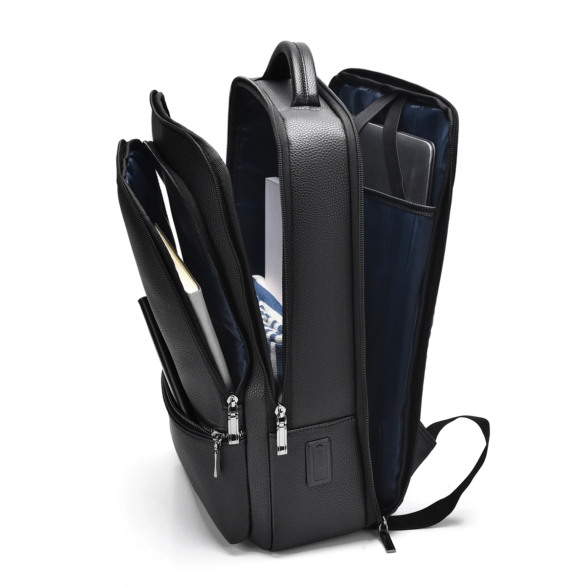 PU Leather Men's Backpack USB Charging Fashion Executive Briefcase Office Travel Laptop Office Business Casual Back Pack Bag SAC