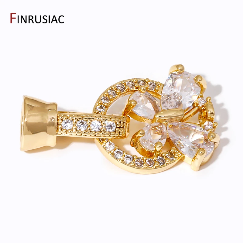 18K Gold Plated Zircon Butterfly Flower Fasteners Closure Lock Connector Clasps For DIY Needlework Jewelry Making Findings