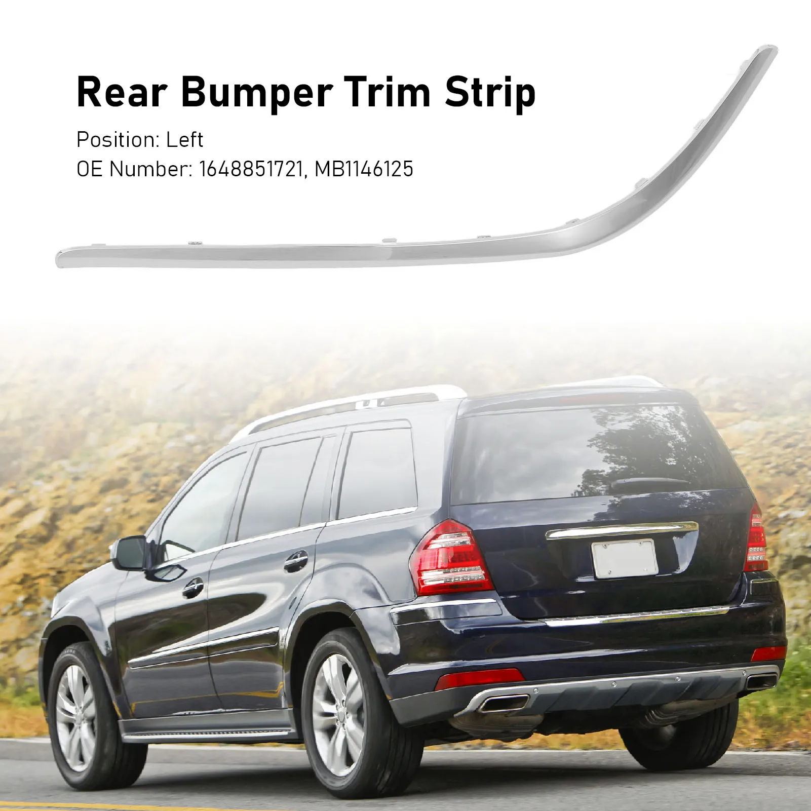 Rear Bumper Trim Strip Stylish Look Sturdy Rear Bumper Decorative Trim Replacement For Benz GL350 GL450 GL550 2010 To 2012