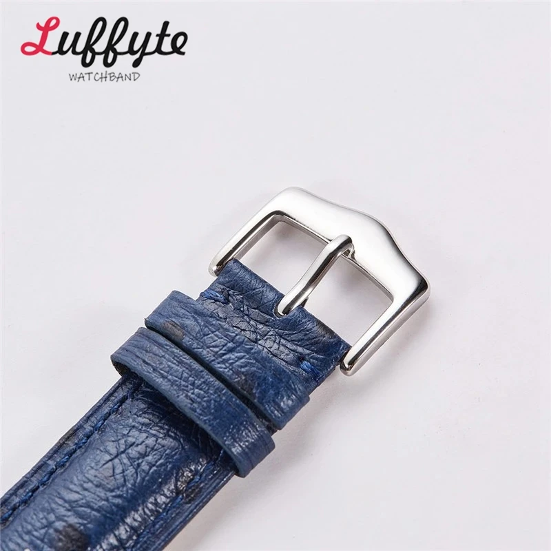 Ostrich Pattern Genuine Leather Watch Strap 18mm 20mm 22mm Quick Release Watch Belt Black Blue Yellow Watch Accessories