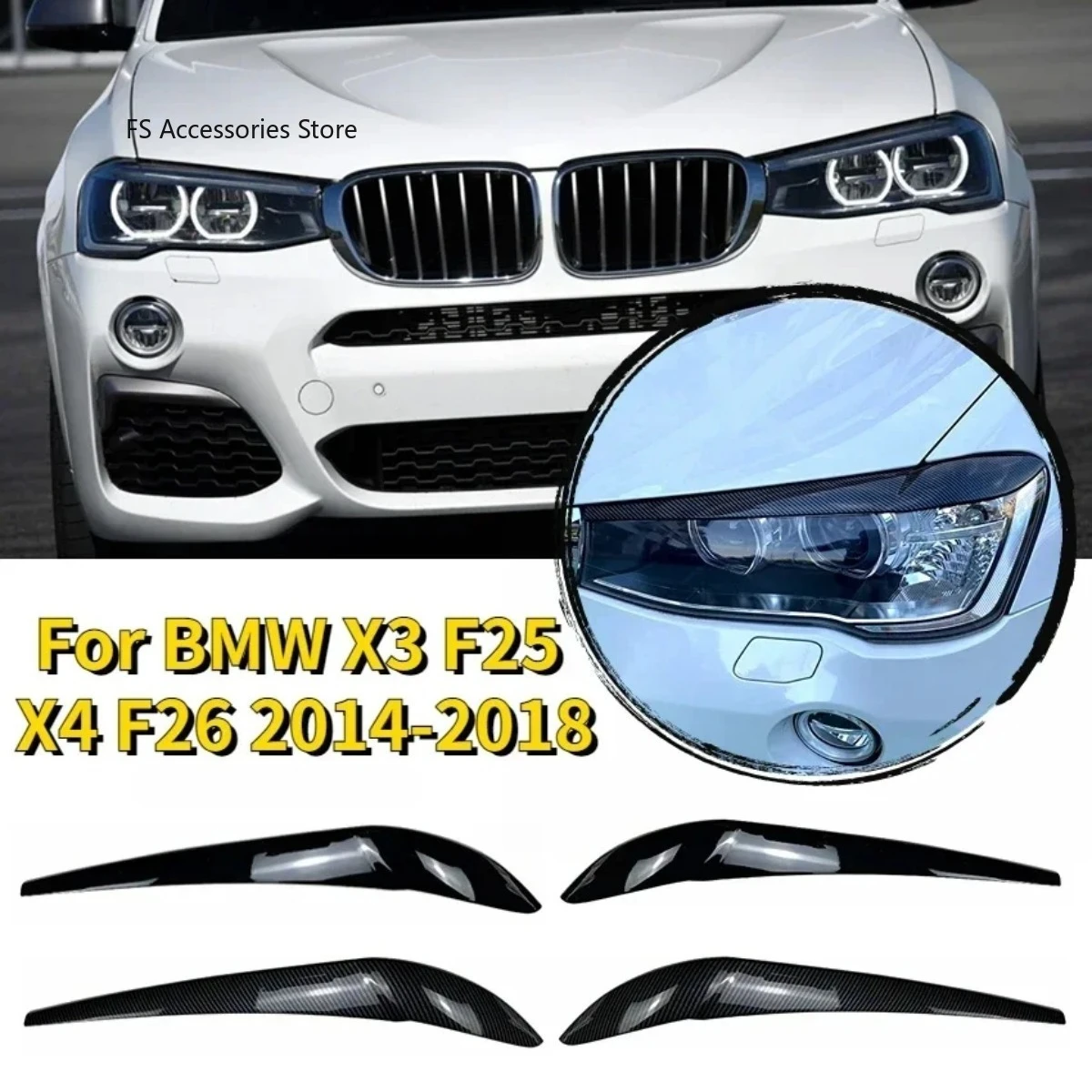 

Для BMW X3 F25 X4 F26 2014 2015 2016 2017 2018 глянцевый черный/углеродный вид автомобильные фары веки брови комплект кузова наклейка тюнинг