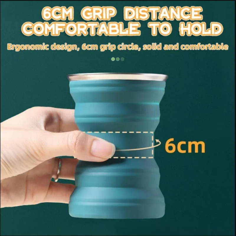 Portable Silicone Foldable Cup With Lanyard Heat Resistant Collapsible Cups Lid Folding Storage Travel Mug For Hot Water