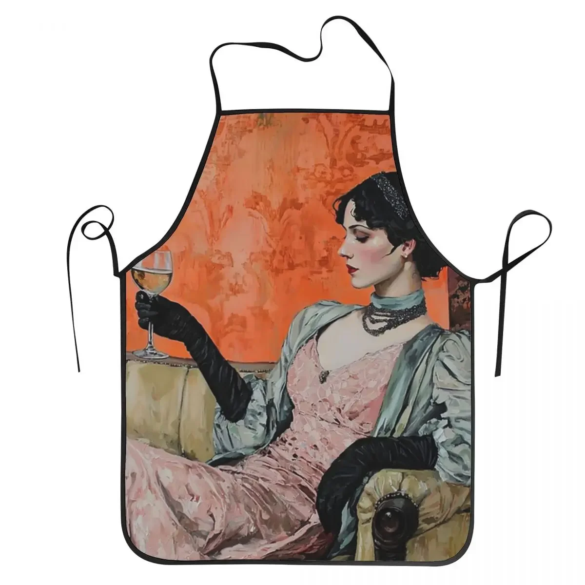 

1338 Elegant Woman In Gloves Apron Chef Cooking Cuisine Tablier Sleeveless Bib Kitchen Cleaning Pinafore for Women Men Gardening