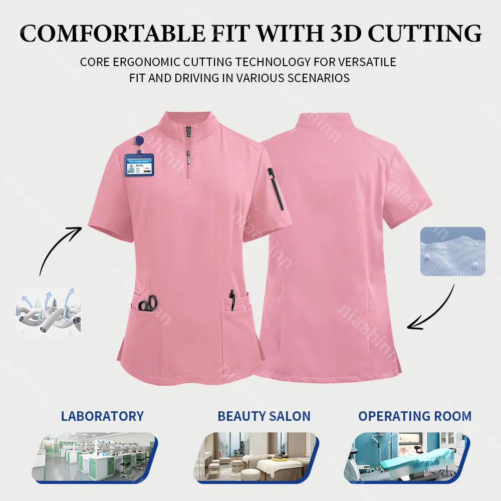 Niaahinn New Hospital Uniform Women Medical Scrub Suits Men Scrubs Set Beauty Work Clothes Nurse Accessories Dental Surgery Suit