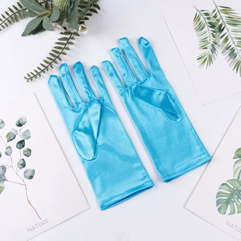 Kurze Satin-Handschuhe für Damen, elegantes Temperament, Prinzessin, Hochzeit, Braut, mehrfarbige Handschuhe, Bühnenaufführung, Abendessen-Zubehör – Detail 14