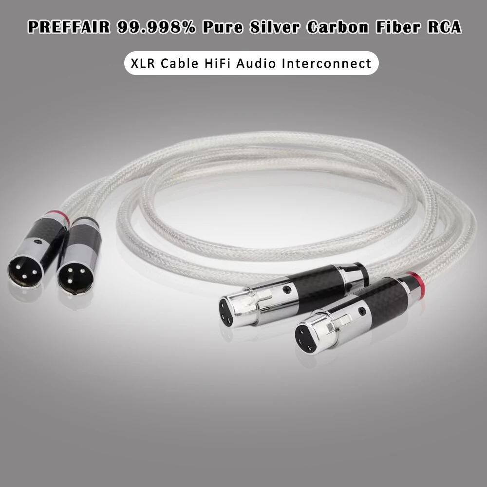 

PREFFAIR 99.998% Pure Silver Carbon Fiber RCA To XLR Cable HiFi Audio Interconnect Solid PSS Pure Silver Core Silver-Plated Plug