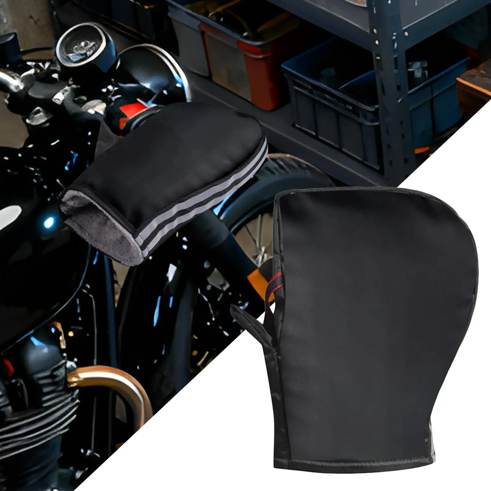 

Motorcycle Handlebar Mittens Windproof Warm Waterproof Cycling Supplies With Reflective Strips Motorcycle Handlebar Muffs For