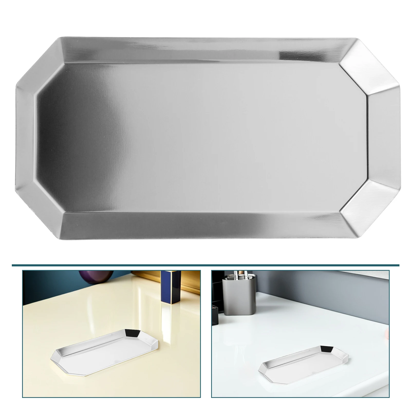

Thickened Jewelry Tray Display Dish Storage Box Organizer for Cosmetics Stainless Steel Guest Towel Holder Bathroom Counter