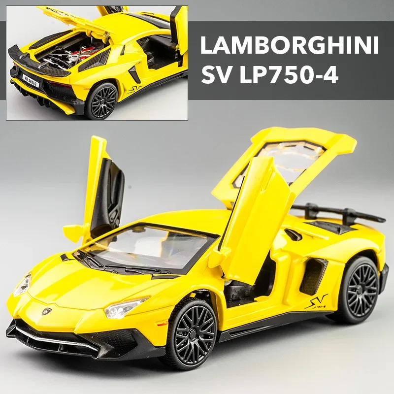 

Lamborghinis SV в масштабе 1:32, модель спортивного автомобиля из сплава, литый под давлением металлический автомобиль, имитация звука и фотоколлекции, игрушки для мальчиков