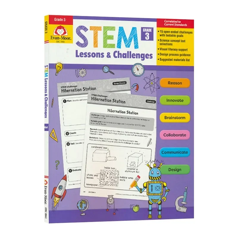Evan-MoorStem Lessons and Challenges, Grade 3 Workbook,aged 7 8 9 10, English book 9781629388632