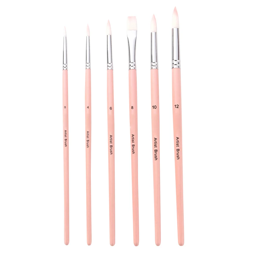 

6Pcs Oil Painting Brushes Wooden Handle Nylon Hair Paintbrush Set Professional Artists Watercolor Gouache Acrylic Painting