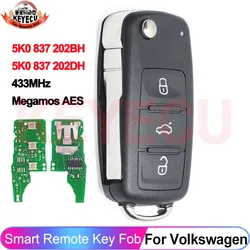 KEYECU Car Remote Key 5K0 837 202 BH / DH 433MHz ASK Megamos AES ID88 For Volkswagen Beetle Caddy Caravelle Jetta 2016 2017