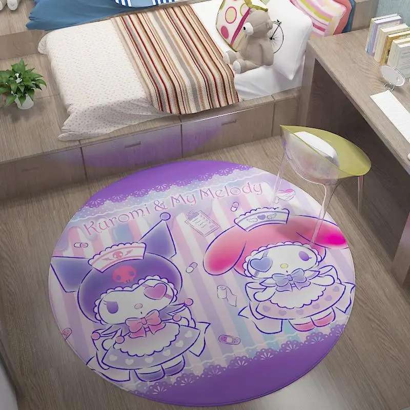 Melody rugs round kurami yugui dog anime cartoon pink cute girl princess room bedroom living room household carpet