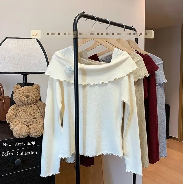 سترة محبوكة على شكل زهرة حمراء من Cisas بقصة ضيقة وملابس داخلية قاعدة irt للنساء لموسم الخريف والخريف ort Sve #5