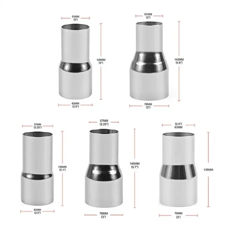 51-63mm 57-76mm Universal Stainless Steel Car Exhaust Reducer Connector Pipe Tube Adapter Exhaust Assembly Car Accessories