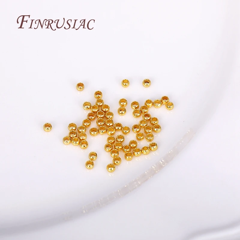 100 Stück 18K vergoldete Kugelperlen mit Crimp-Ende, Crimp-Perlen, 2mm 2,5mm 3mm Stopper-Abstandhalter-Perlen für DIY-Schmuckherstellung – Detail 26