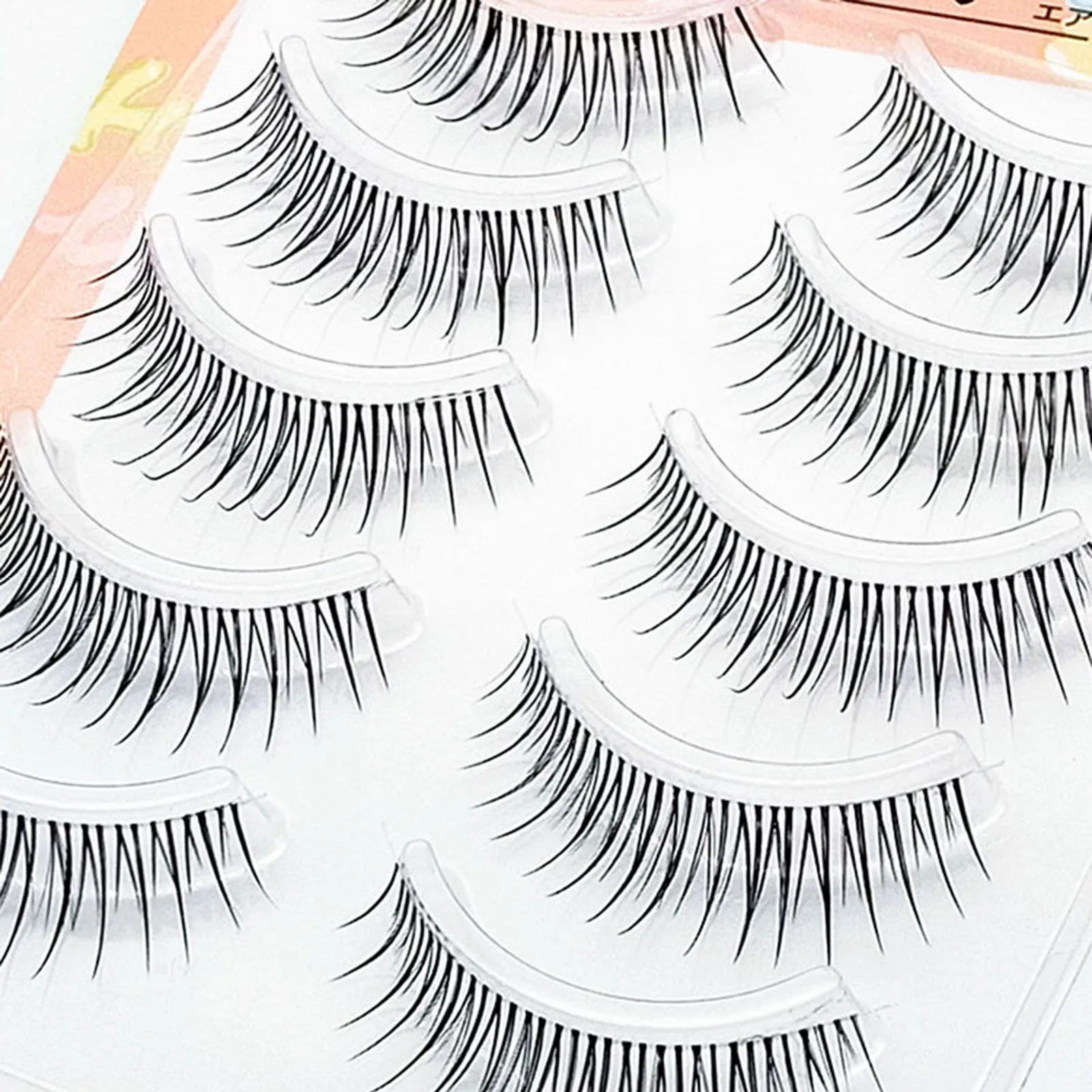 Pestañas postizas de estilo Natural, tiras completas, pestañas esponjosas y tenues de hadas de girasol, 8-12mm, longitud mixta, curva C, banda transparente
