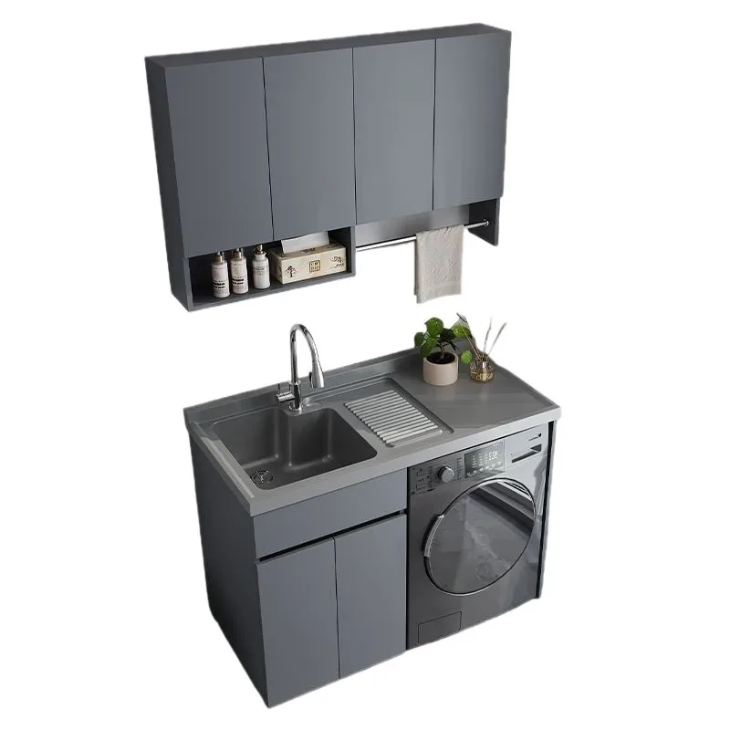 Honeycomb aluminum washing machine balcony integrated cabinet combined laundry cabinet washbasin basin with rubbing board washba