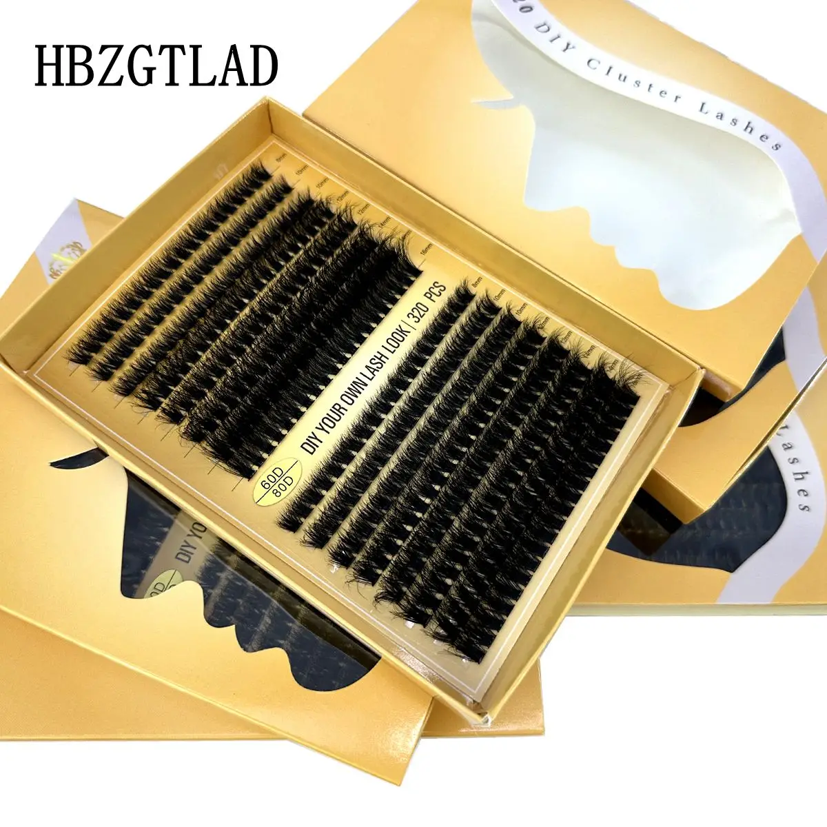 HBZGTLAD 16 Reihen Einzelne Wimpern Natürliche Russland Volumen Nerz Wimpern 320 Bundles 60-100D Cluster Wimpern Verlängerung Make-Up Cilios – Detail 1