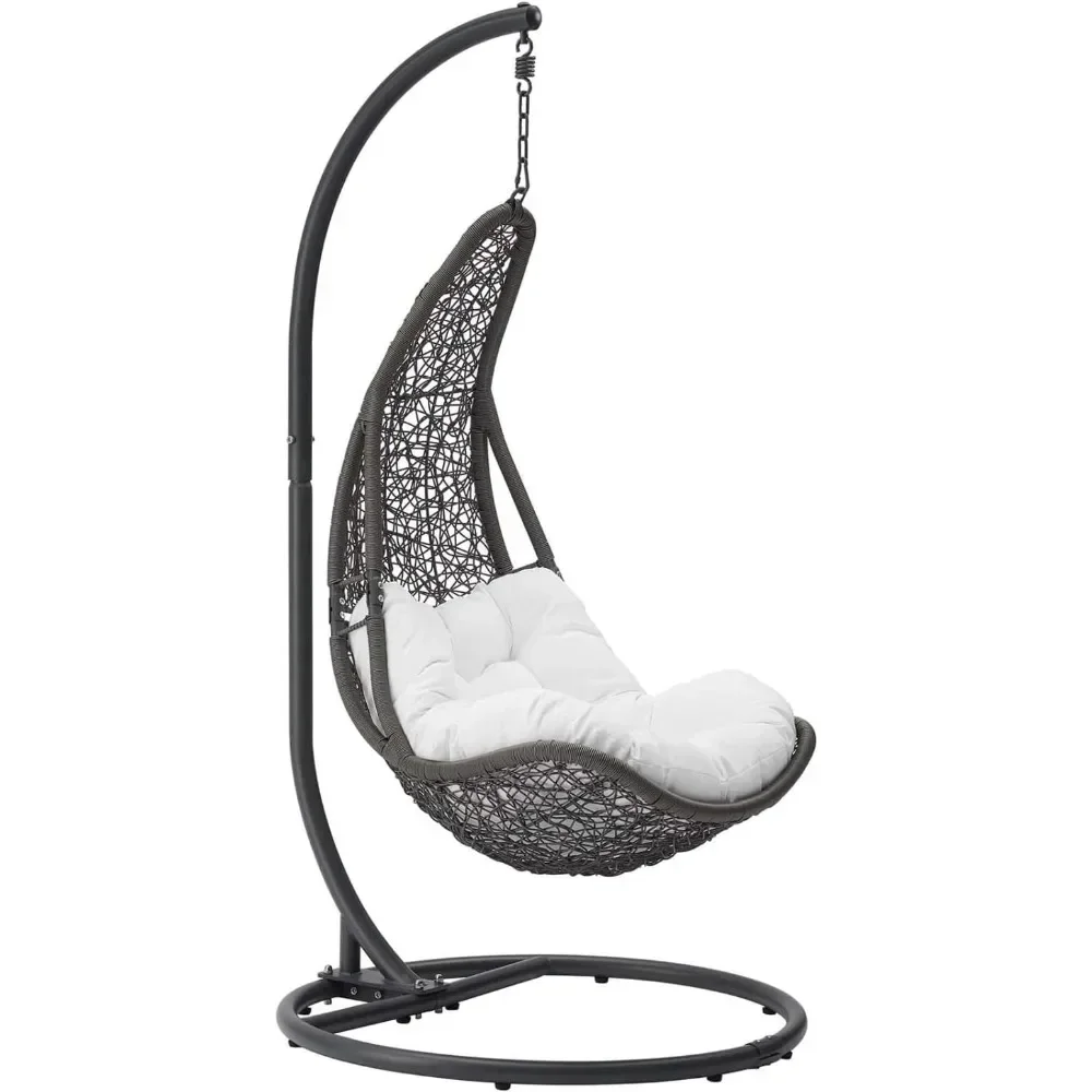 Wicker Rattan Outdoor Patio Porch Lounge Swing Chair Set with Stand