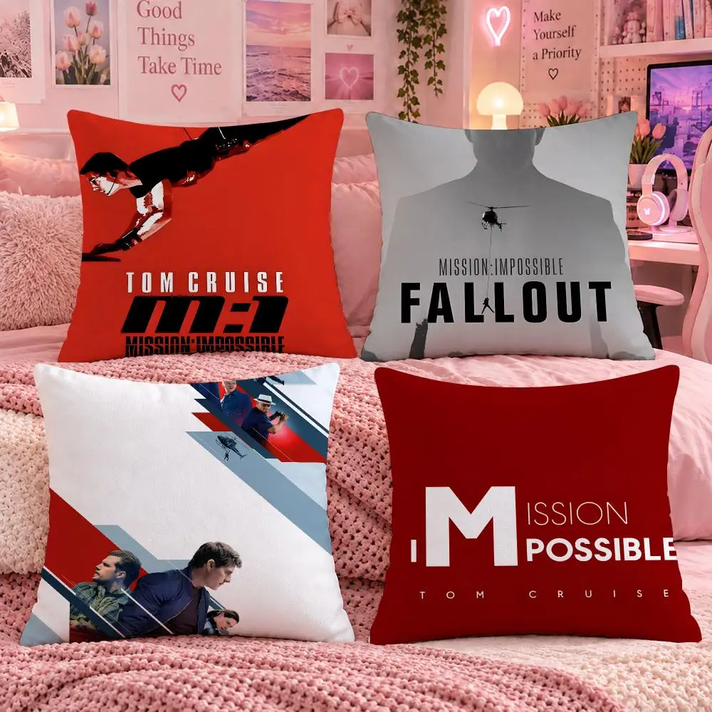 Movie Cinema Classic M-Mission Impossible Cushion Cover Double Sided Print Short Plush Pillow Sofa Bedroom Dorm Room Decor Gift