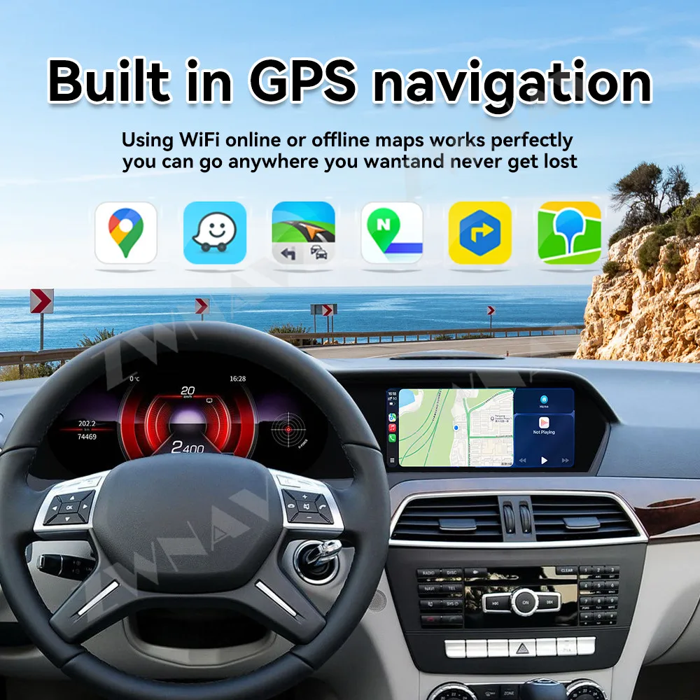 Radio Android Mercedes W204 12.3 cala z Wireless CarPlay i HD