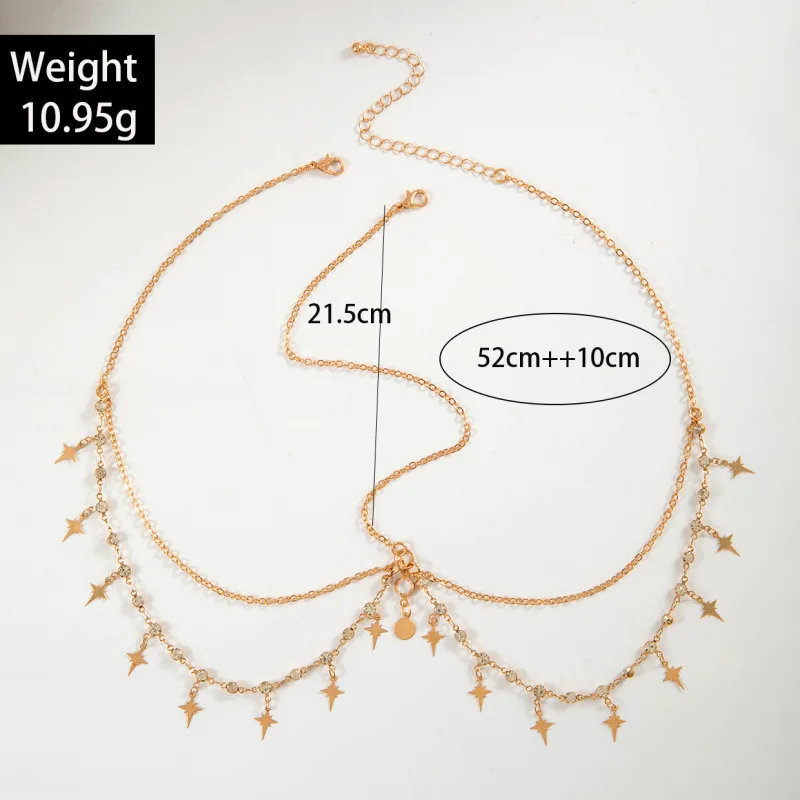 Böhmen Stirnband Shell Kristall Haar Zubehör Kette Schmuck Frauen Metall Kopf Kette Kopfschmuck Für Party – Detail 4
