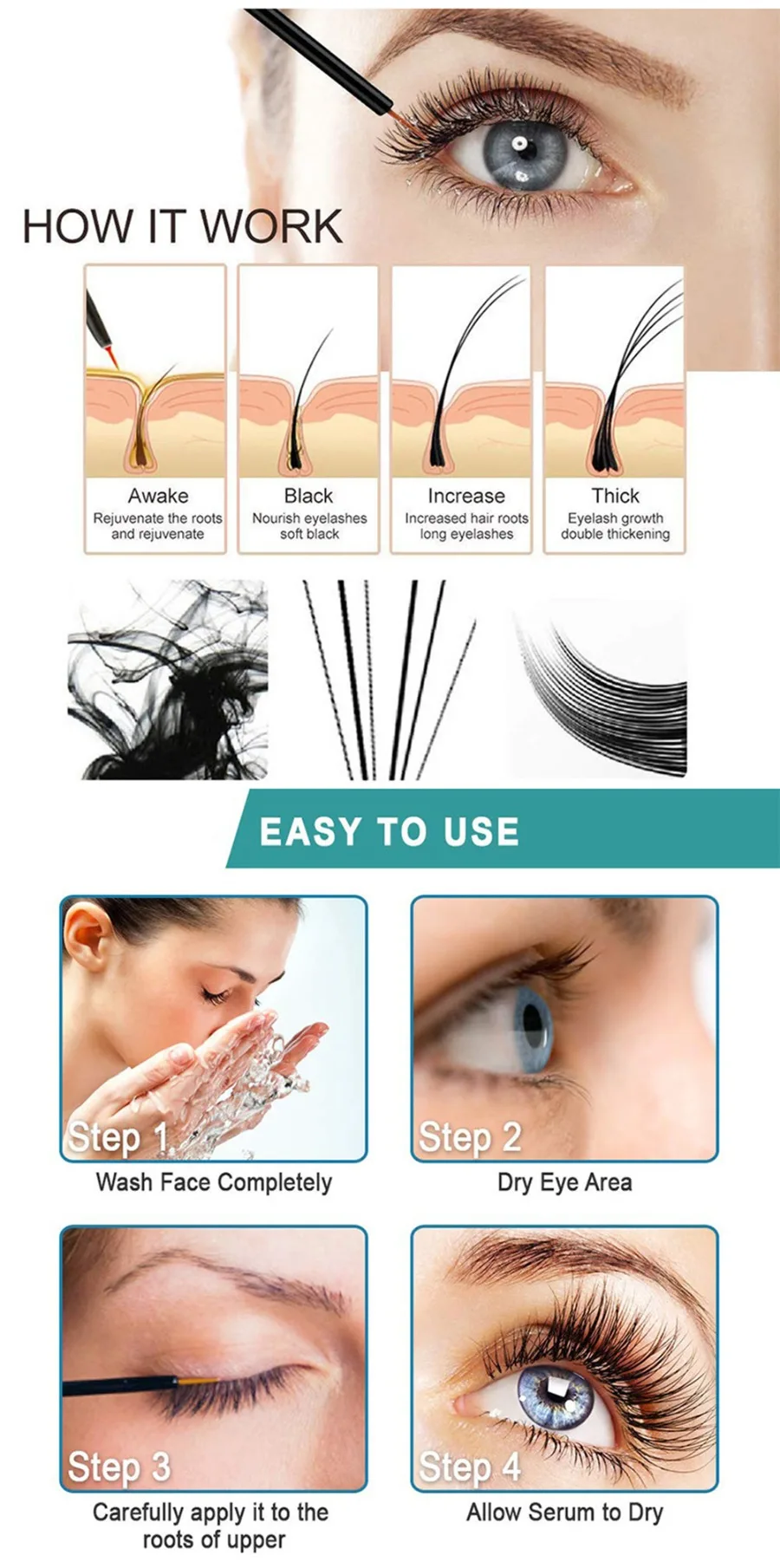Private Label Black Tube Wimpernwachstumsserum, natürliche Lockenvergrößerung, Verlängerung, vollere, dickere Verlängerungsbehandlung, Make-up