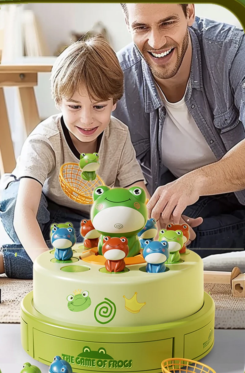 Frog Pop Up Toy Kids Board Games Frog Bullet Shooting Launch Frog Big Turntable Training Children Educational Montessori Toy